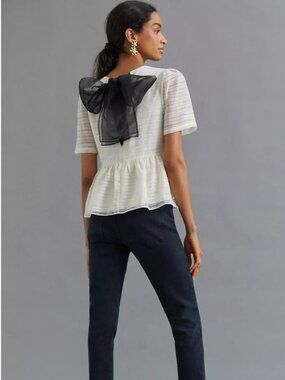 Anthropologie Sheer Bow Back Blouse